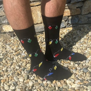 Men's 'Christmas lights' Christmas socks. Xmas gift, Stocking filler, Novelty Christmas, Secret Santa, Gifts for men, Christmas present. image 5