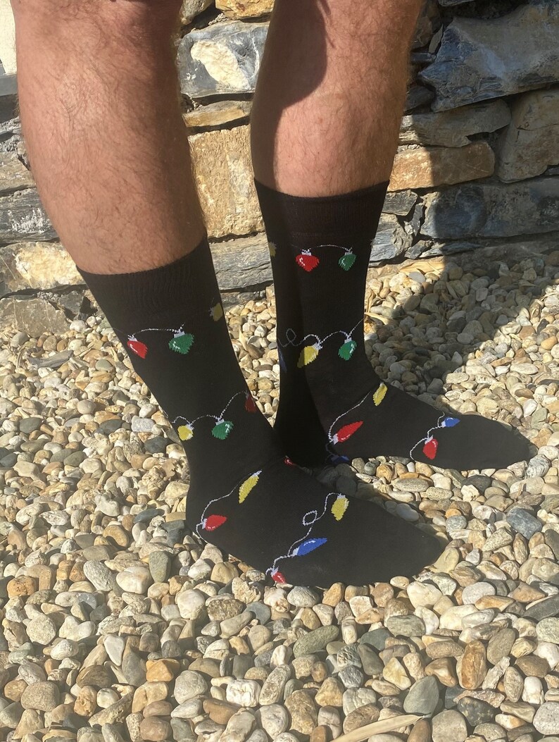 Men's 'Christmas lights' Christmas socks. Xmas gift, Stocking filler, Novelty Christmas, Secret Santa, Gifts for men, Christmas present. image 5