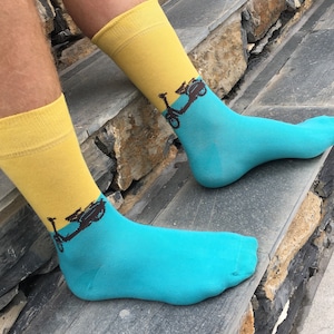 Chaussettes homme « vintage Scooter ». Style rétro / Cadeau pour lui / Trottinette classique / Italie / Italien / Fête des Pères / Vespa