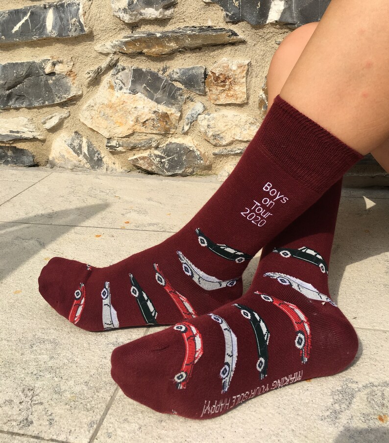 Men's 'Classic Sport' socks personalised to order via custom embroidery. Classic car / Porsche / Gift for him / Father's Day / 911. image 1
