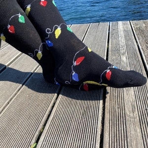 Men's 'Christmas lights' Christmas socks. Xmas gift, Stocking filler, Novelty Christmas, Secret Santa, Gifts for men, Christmas present. image 3