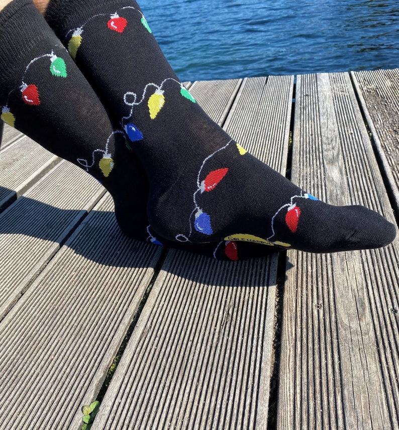 Men's 'Christmas lights' Christmas socks. Xmas gift, Stocking filler, Novelty Christmas, Secret Santa, Gifts for men, Christmas present. image 3