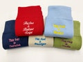 Men's Personalised Embroidered socks, x36 sock colours and x27 embroidery thread colours to choose. Bespoke/ Made to order / Custom socks.
