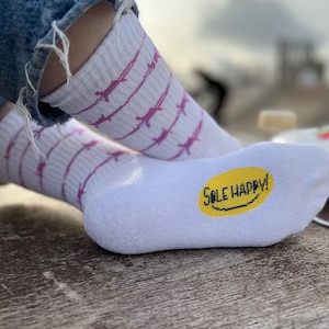 Ladies  &#39;Barbed Wire&#39; Retro Upcycled Cotton Sports socks, UK Size 4-7, US size 5 - 10, EU size 37 - 41