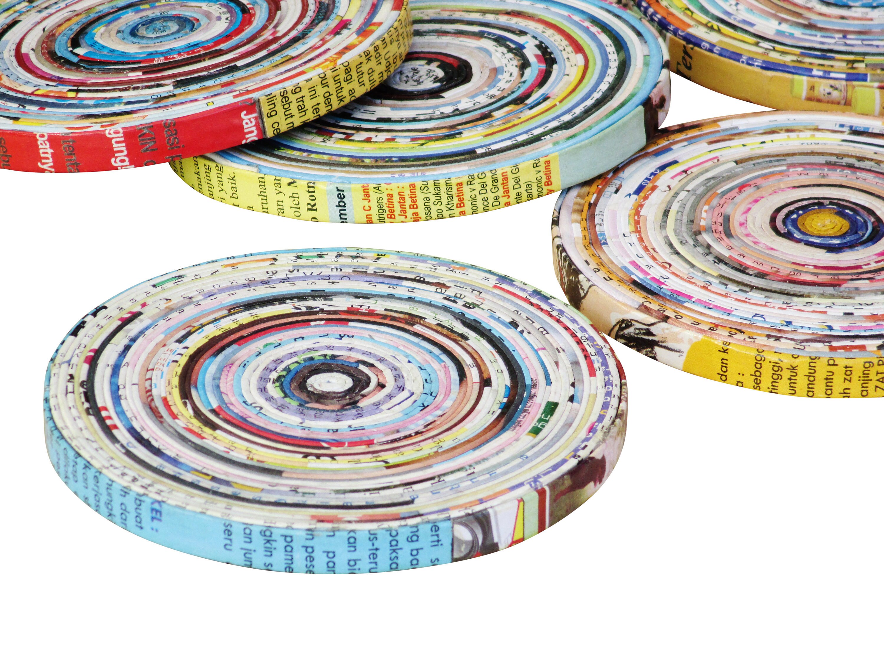 Set of 5 quilled magazine paper coasters FREE SHIPPING Etsy