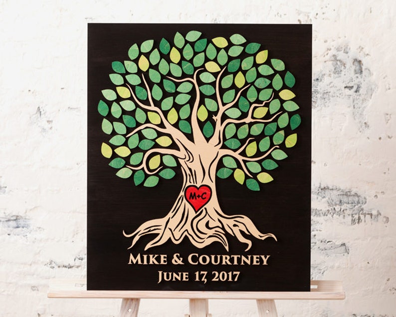 Wedding guest book alternative Wood sign Guestbook tree of leaves Custom wedding theme 3d frame Wedding guestbook 3d wedding gift sign