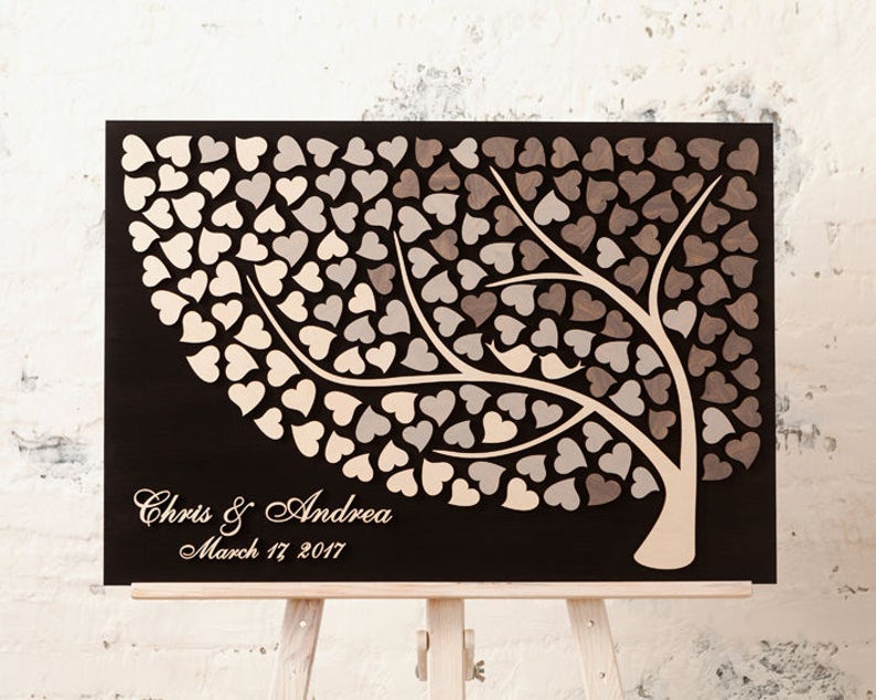 Rustic Wedding Guest Book Alternarive Wedding Guestbook Wood Guest Book Tree Custom Guestbook Unique Wedding Guest book Ideas Gray Wedding image 1