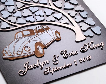 Beetle Wedding Guest Book Alternative Wood VW Bug Wedding Car Ideas 3D Custom Guestbook Tree Of Hearts Baby Shower Guestbook Birthday