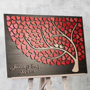 Wedding guest book alternative wood Wedding guestbook sign 3D wedding guest book RED wedding Ideas Rustic wedding guestbook Wedding decor image 3