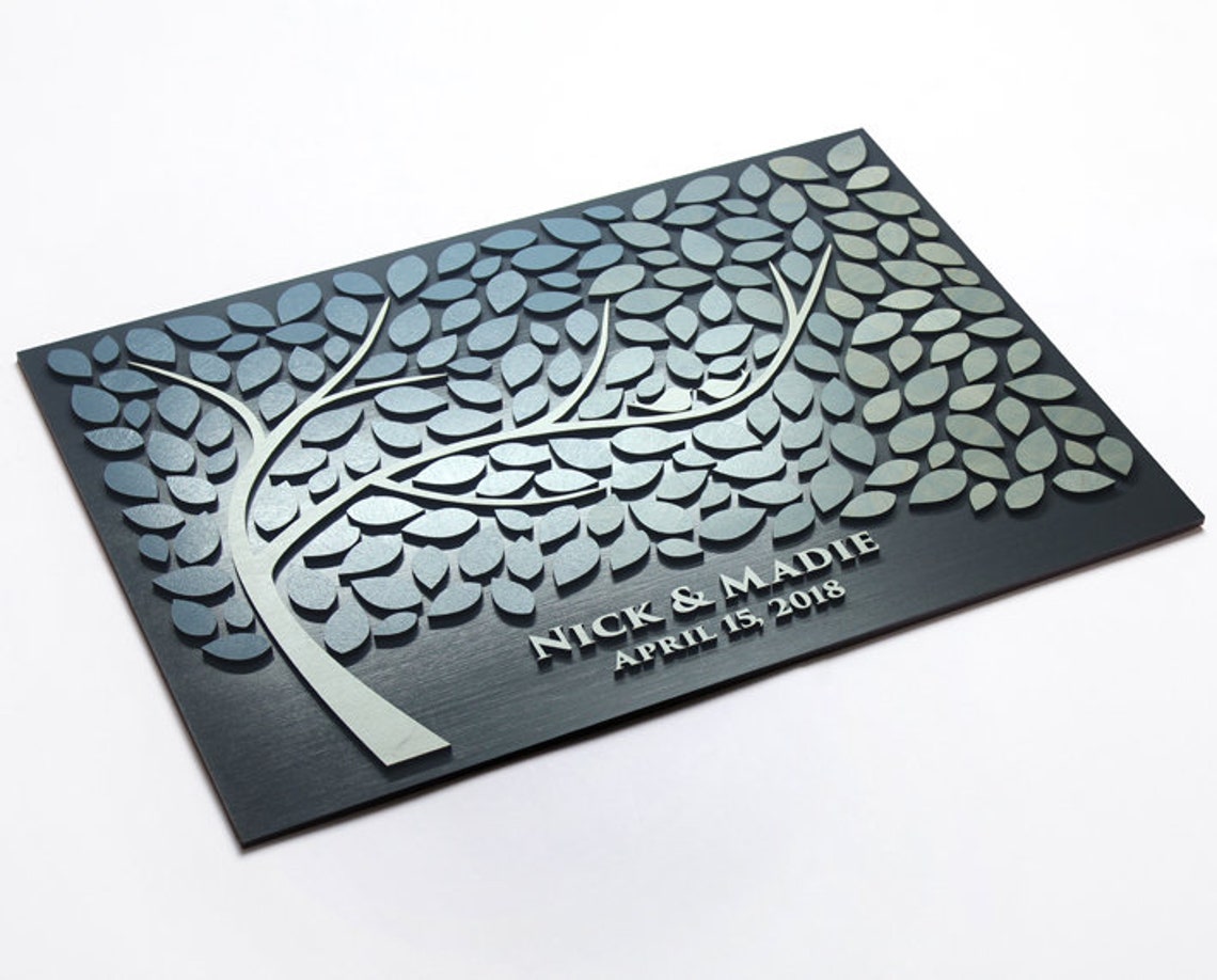 Wedding Tree Guest Book Alternative 3d Leaves Custom Guestbook Etsy