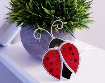 Stained Glass Ladybug Ornament, Ladybug Christmas Ornament