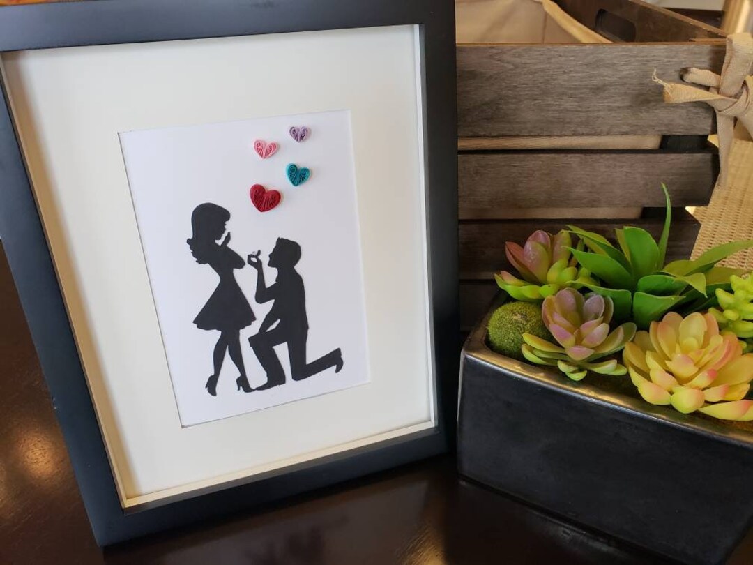 Quilled Greeting Card Engagement Card With Hearts Etsy