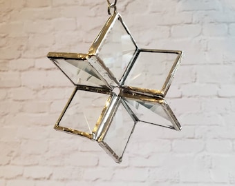 Stained Glass Christmas Ornament - 3D Stained Glass Star - Stained Glass Spinner - Stained Glass Sun-catcher