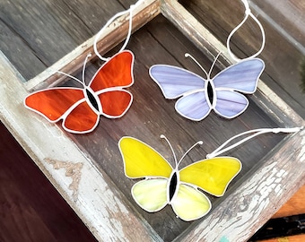 Attrape-soleil papillon en vitrail - Papillon en verre - Attrape-soleil papillon