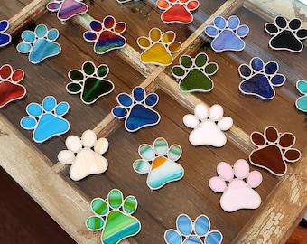 Stained Glass Paw Prints, Christmas Ornament, Pet Memorial