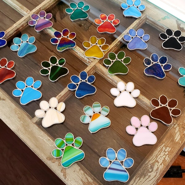 Stained Glass Paw Prints, Christmas Ornament, Pet Memorial