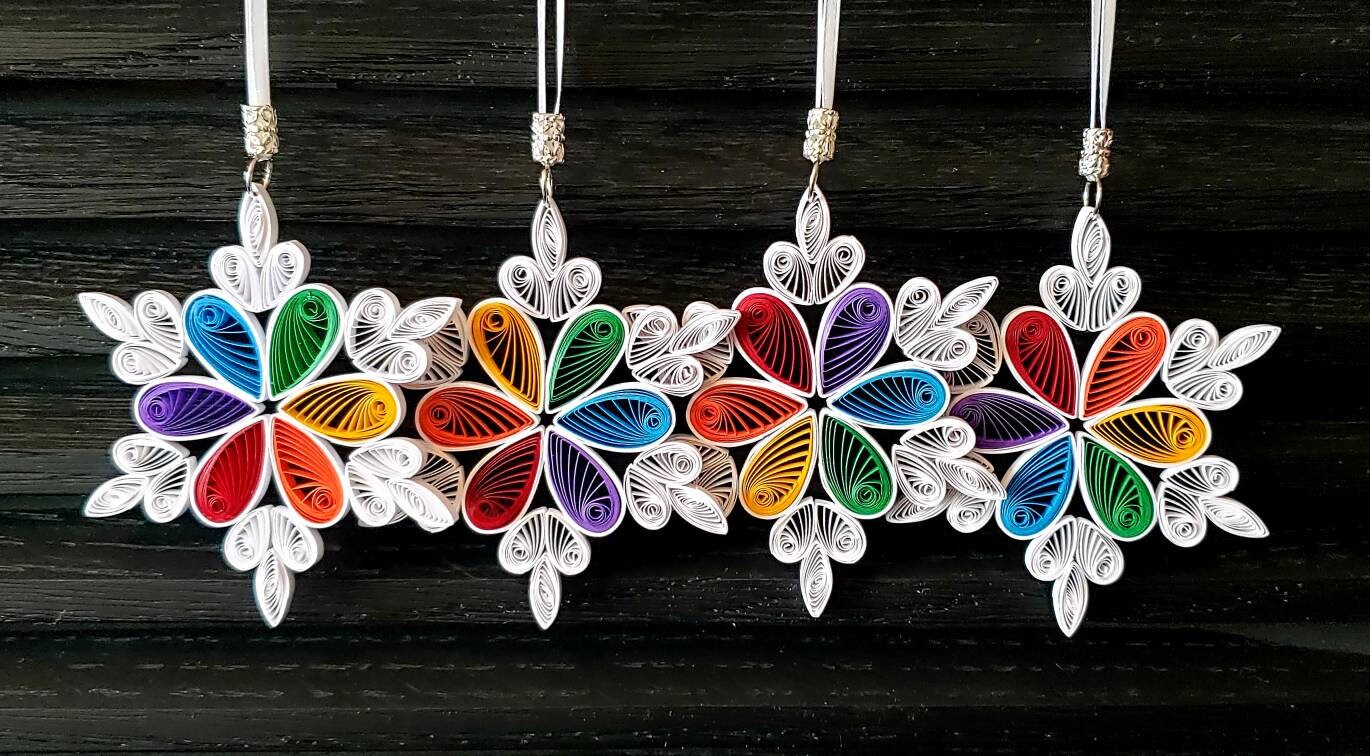 Quilled Snowflakes Christmas Ornament - Rainbow
