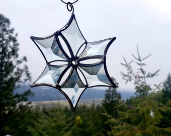 Stained Glass Christmas Ornament - 3D Stained Glass Star - Stained Glass Spinner - Stained Glass Sun-catcher