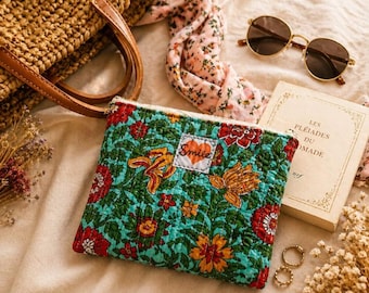 Neceser floral - estuche con cremallera hecho a mano