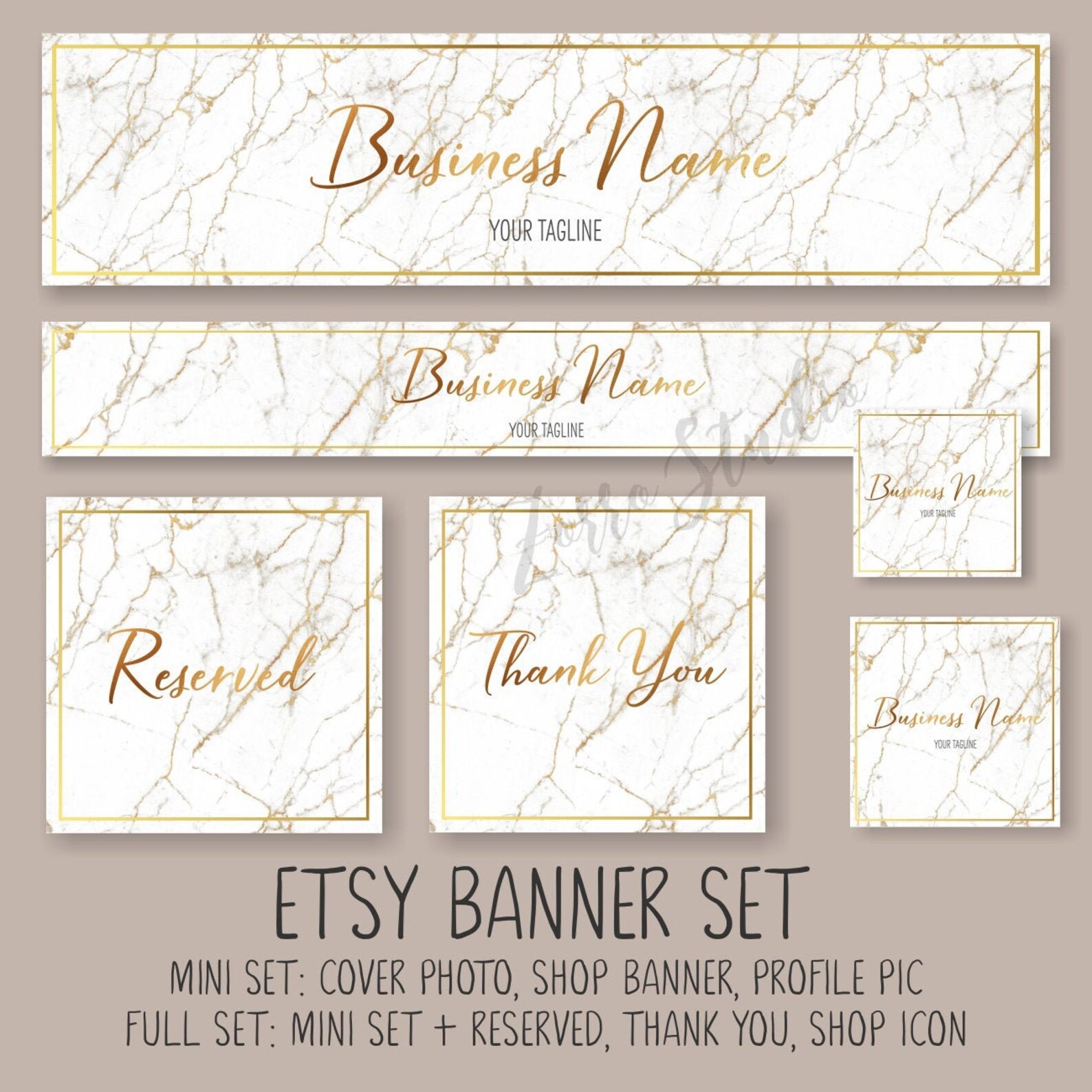 Etsy Banner Set Marble Banner Gold Banner Modern Texture Shop Etsy
