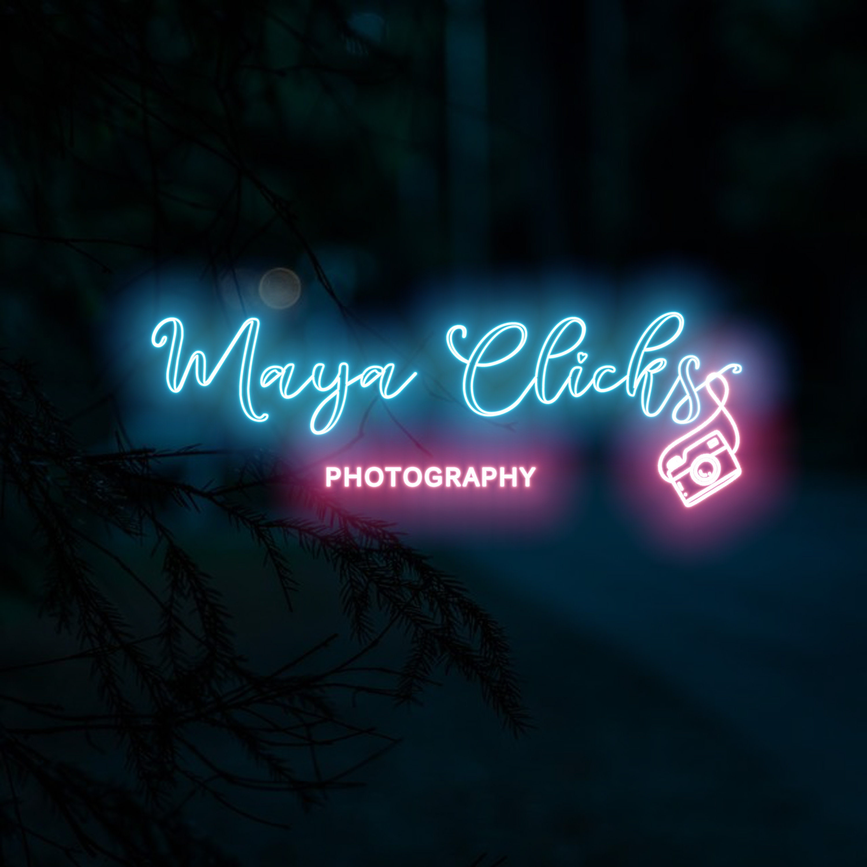 Premade Logo Camera Logo Neon Photography Logo Hand drawn Etsy