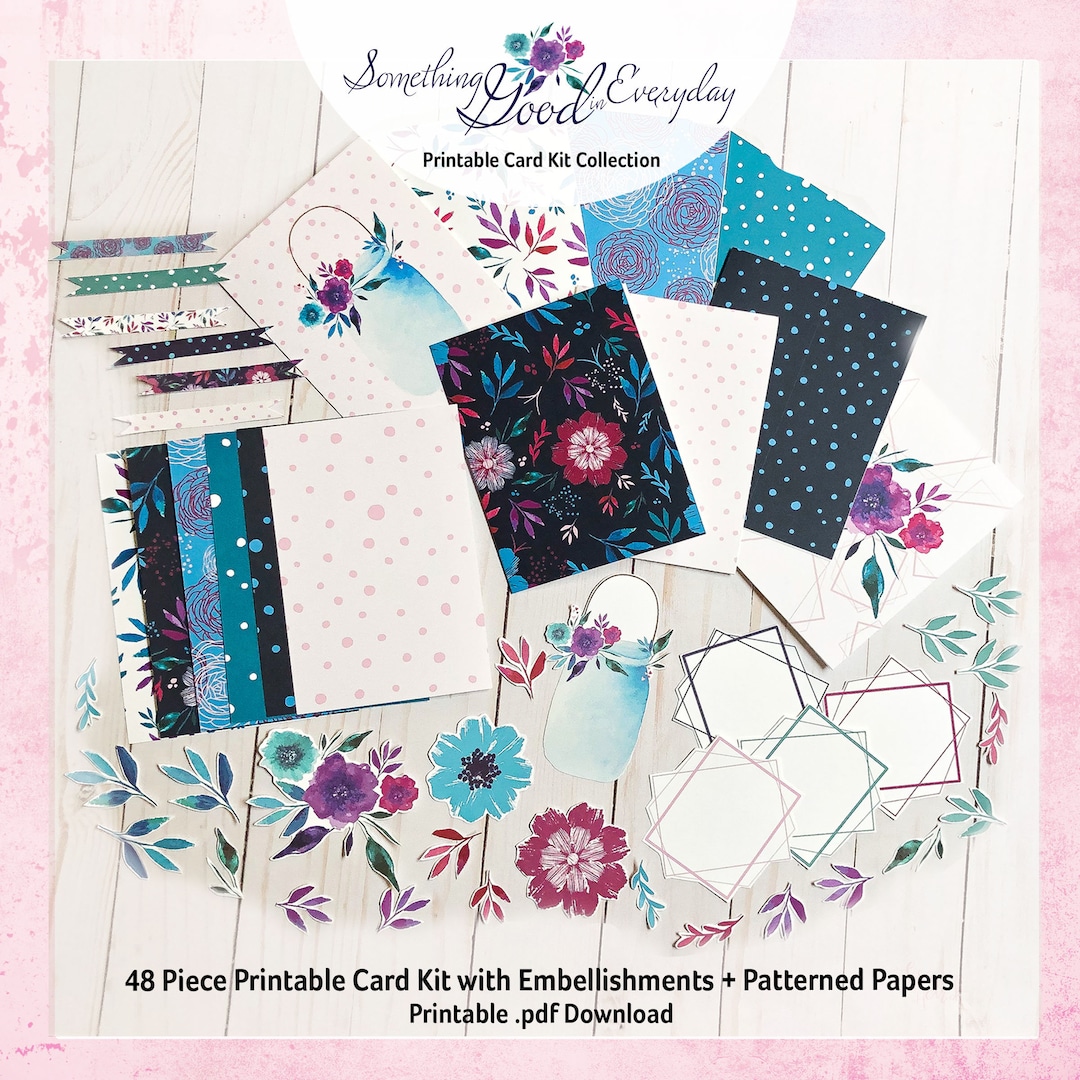 Printable Cards: Card Kit With Embellishments + Sentiments - Etsy
