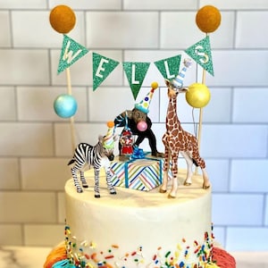 Custom Name Cake Topper Banner | Personalized Cake Topper | Party Animal Cake Topper | Cake Bunting | Custom Banner Flags | Birthday Topper