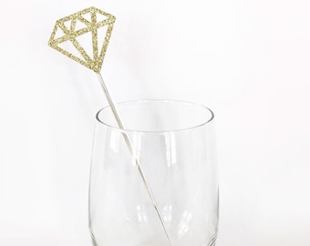 Diamond Stir Sticks / Diamond Ring Drink Stirrers / Bachelorette Party / Bridal Shower Decor / Mimosa Bar / Champagne Bar / Diamond Toppers