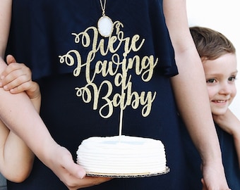 Baby Boy Glitter Cake Topper Gender Reveal Pregnancy Announcement Baby Shower 