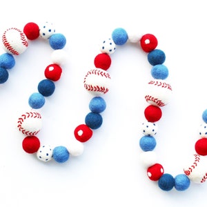 Baseball Garland | Felt Ball Garland | Baseball Decorations | Baseball Banner | Baseball Birthday | Felt Baseball | Sports Theme Party Decor