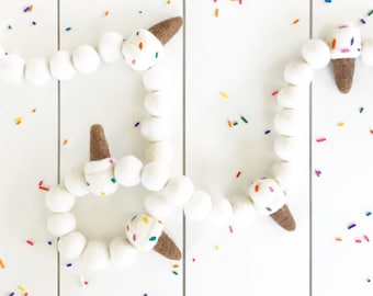 Felt Ball Garland | Ice Cream Cones, Birthday Party Decor