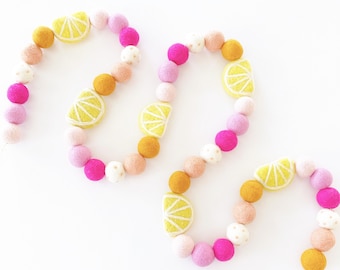Summertime Lemonade Felt Ball Garland | Lemonade Stand | Felt Ball Garland | Pom Pom Garland | Lemonade Banner | Freshly Squeezed