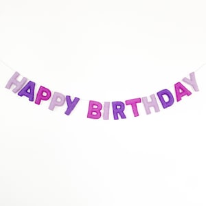 Purple Happy Birthday Felt Banner | Shades of Purple | Happy Birthday Felt Banner | Purple Birthday Garland | Birthday Decorations | HBD