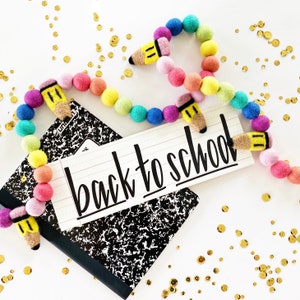 Back To School Felt Ball Garland | First Day of School Pom Pom Garland | 1st Day of School Breakfast | Back to School Decor | Felt Pencils