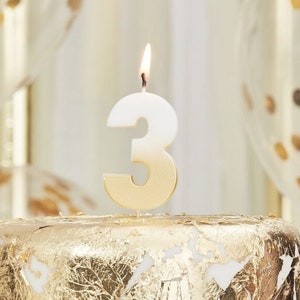 Gold and White Ombre Number Candle | Numbers 0-9 | Milestone Birthday | Birthday Candles | Birthday Celebration | Happy Birthday | 40th 50th