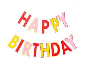 Pink Happy Birthday Banner | Pre-Stitched Party Decor