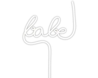 Babe Word Straw | Bridal Shower Straw | Reusable Straw | White Plastic Straw | Bachelorette Straw | Babe Silly Straw | Babe Crazy Straw