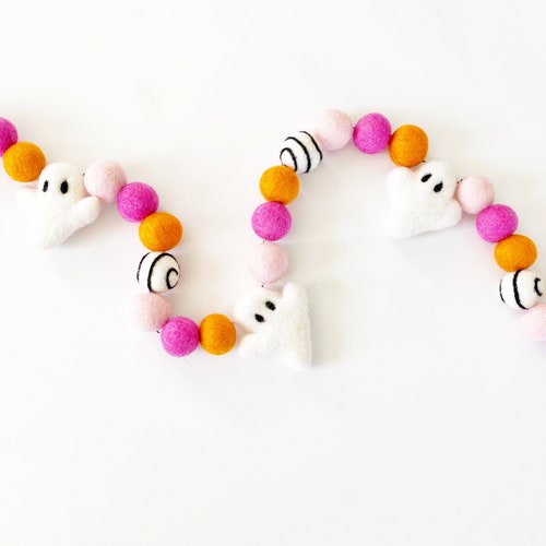 Halloween Felt Ball Garland Halloween Decorations Fall Etsy