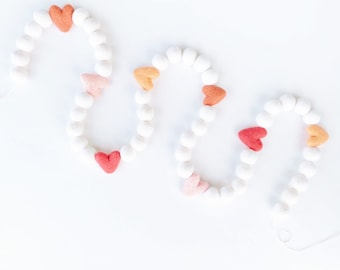 Shades of Pink Hearts Valentine’s Day Felt Ball Garland