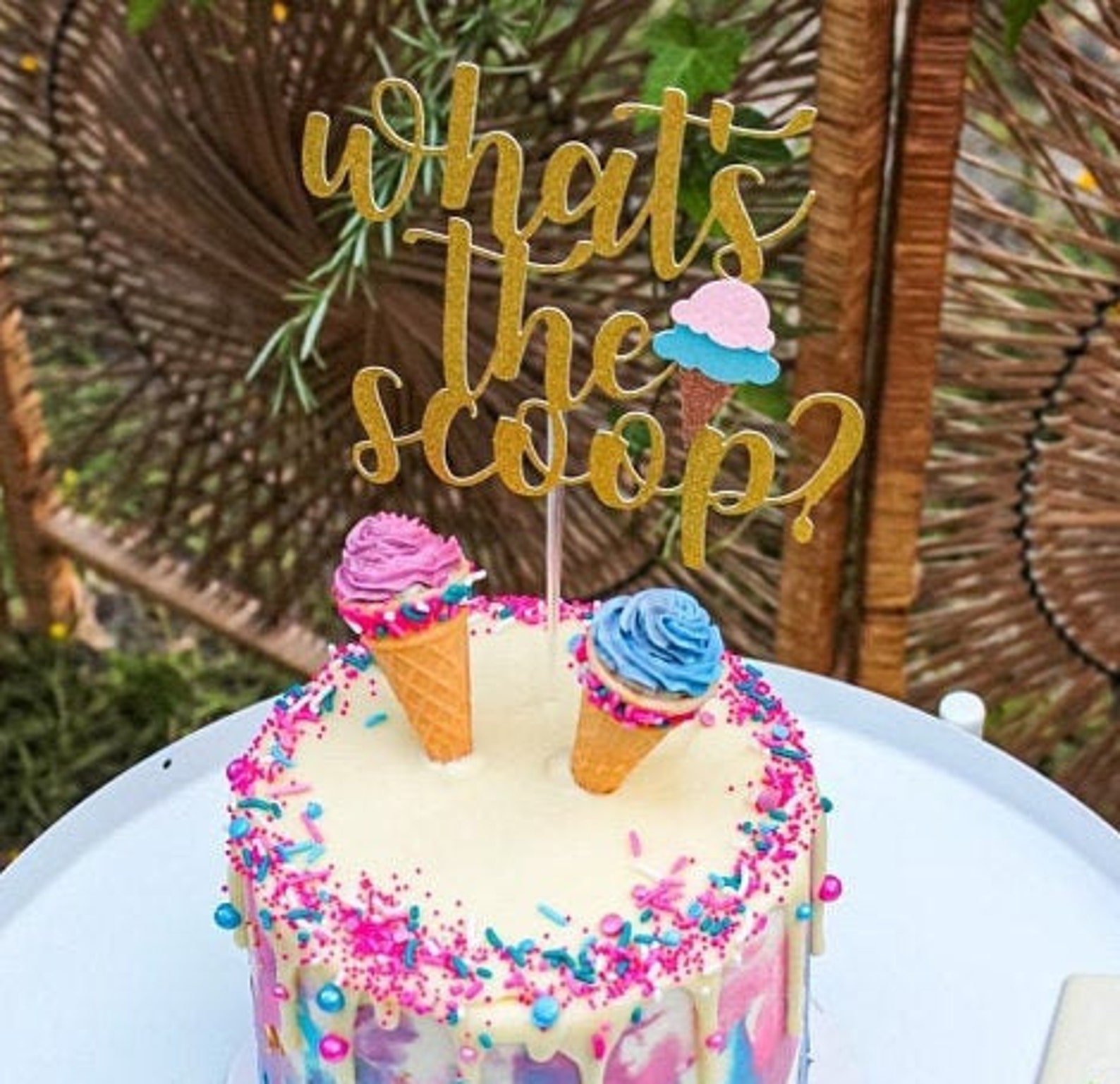 What's the Scoop Gender Reveal Cake Topper Etsy