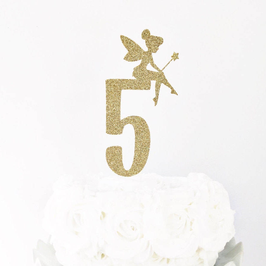 Fairy First Birthday Cake Topper - Golden Glitter Happy Birthday Cake  Decoration Suitable For Party, 1st Birthday Decorations