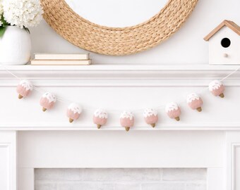 Felt Ice Cream Garland, Pink Dessert Banner, Nursery Decor