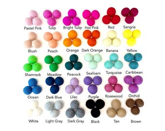 Felt Pom Poms | Bulk Felt Balls | 2.5 cm Wool Felt Balls | 1 inch Pom Pom Balls | Wholesale Felt Balls | Felt Ball Garland DIY | Pom Poms