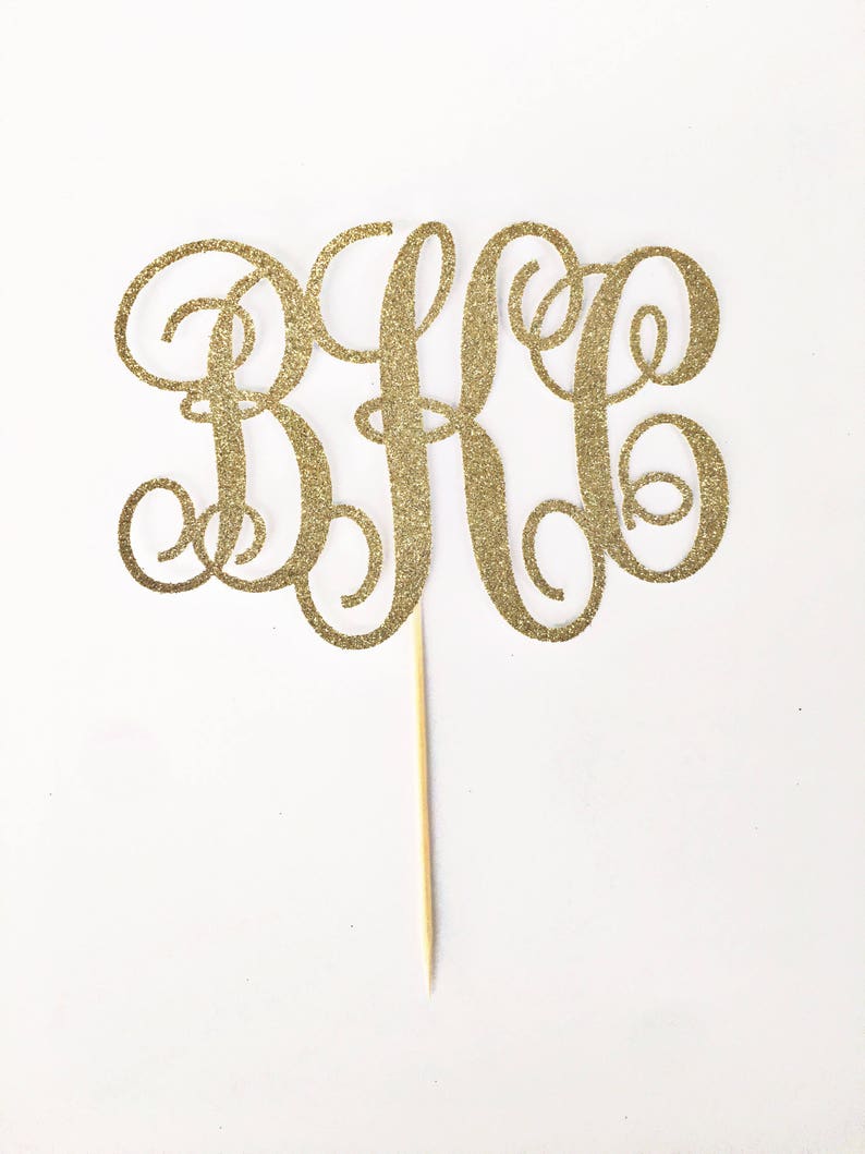Monogram Cake Topper / Initial Cake Topper / Custom Cake Etsy
