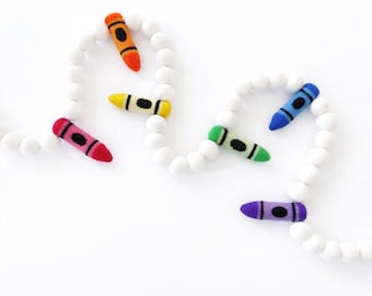Bright Crayon Felt Garland | Felt Crayons | Back to School Garland | Back To School Decorations | First Day of School | Teacher Gift