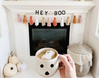 Hey Boo Banner with Felt Ghost | Halloween Banner | Halloween Decorations | Felt Ghosts | Ghost Banner | Ghost Garland