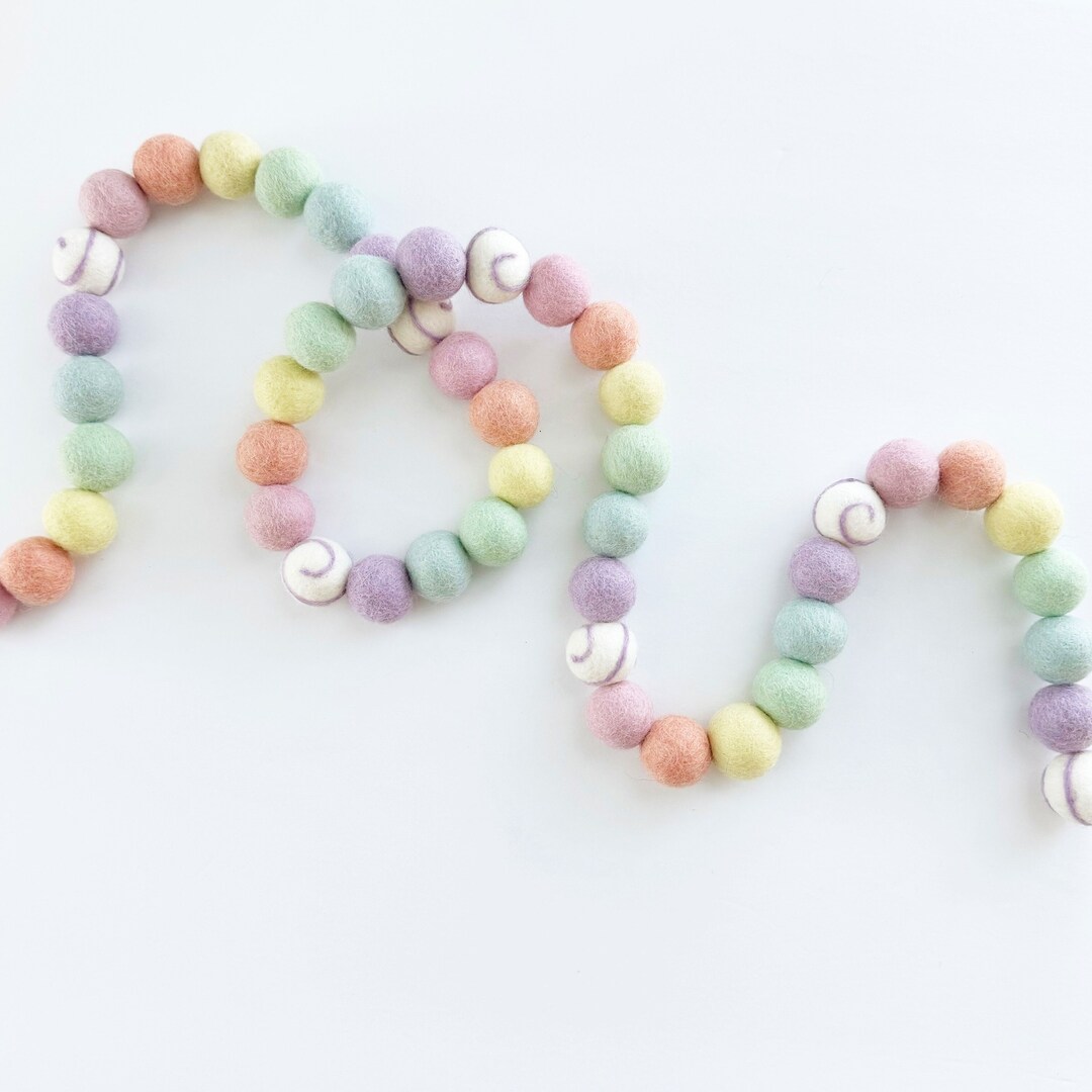 Pastel Rainbow Felt Ball Garland | St Patrick’s Day Garland | Nursery ...