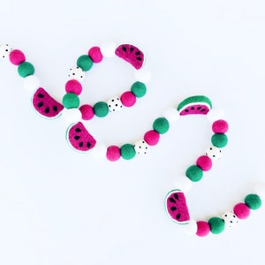 Watermelon Felt Ball Garland | Summer Felt Ball Garland | One in a Melon | Watermelon Garland | Watermelon Banner | Felt Watermelon Slice
