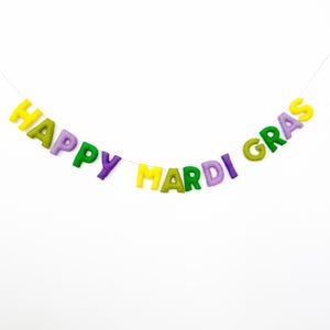 Happy Mardi Gras Felt Banner | Green Purple Yellow Mardi Gras Banner | Mardi Gras Garland | Mardi Gras Decorations