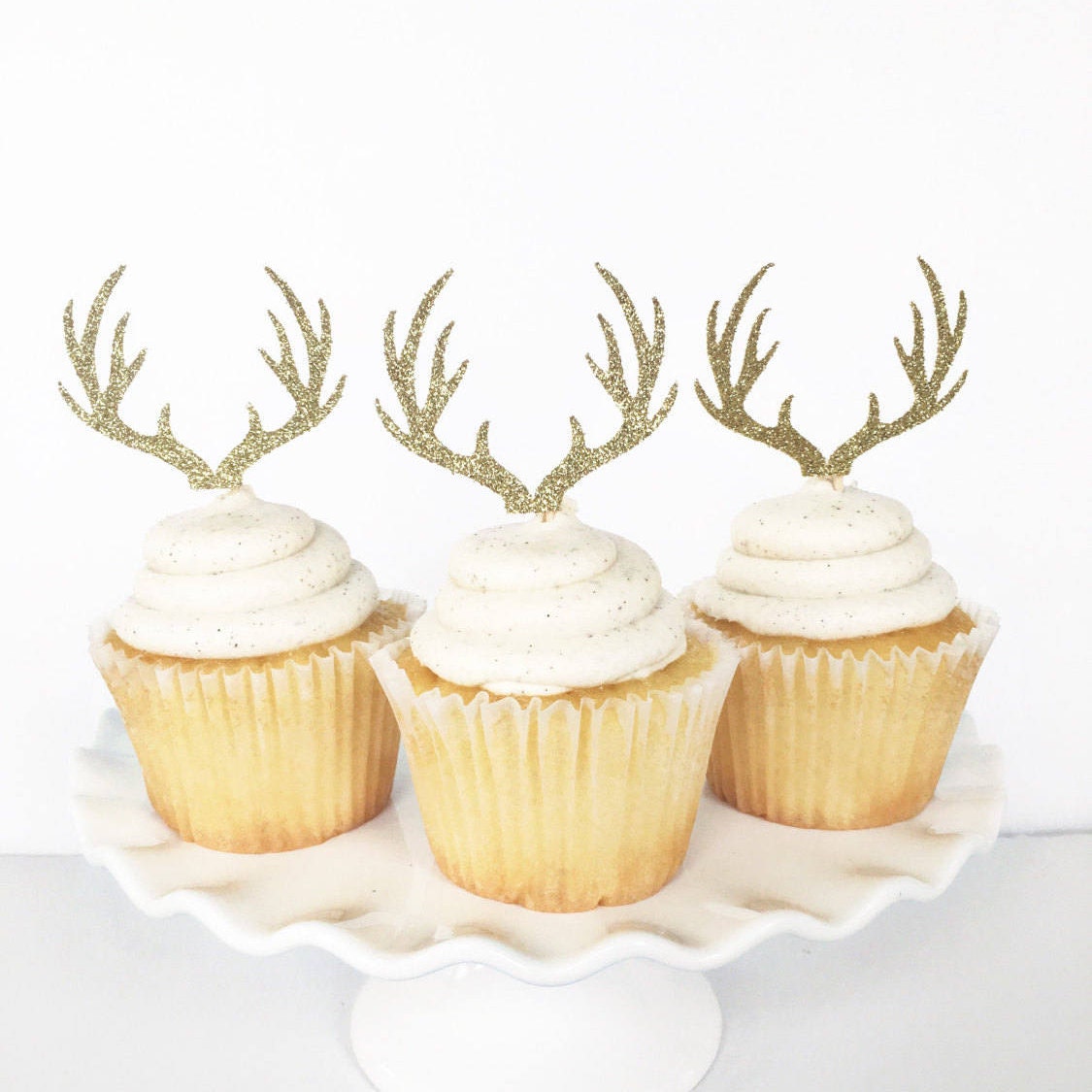 Antler Cupcake Toppers / Deer Cupcake Toppers / Rustic Theme | Etsy